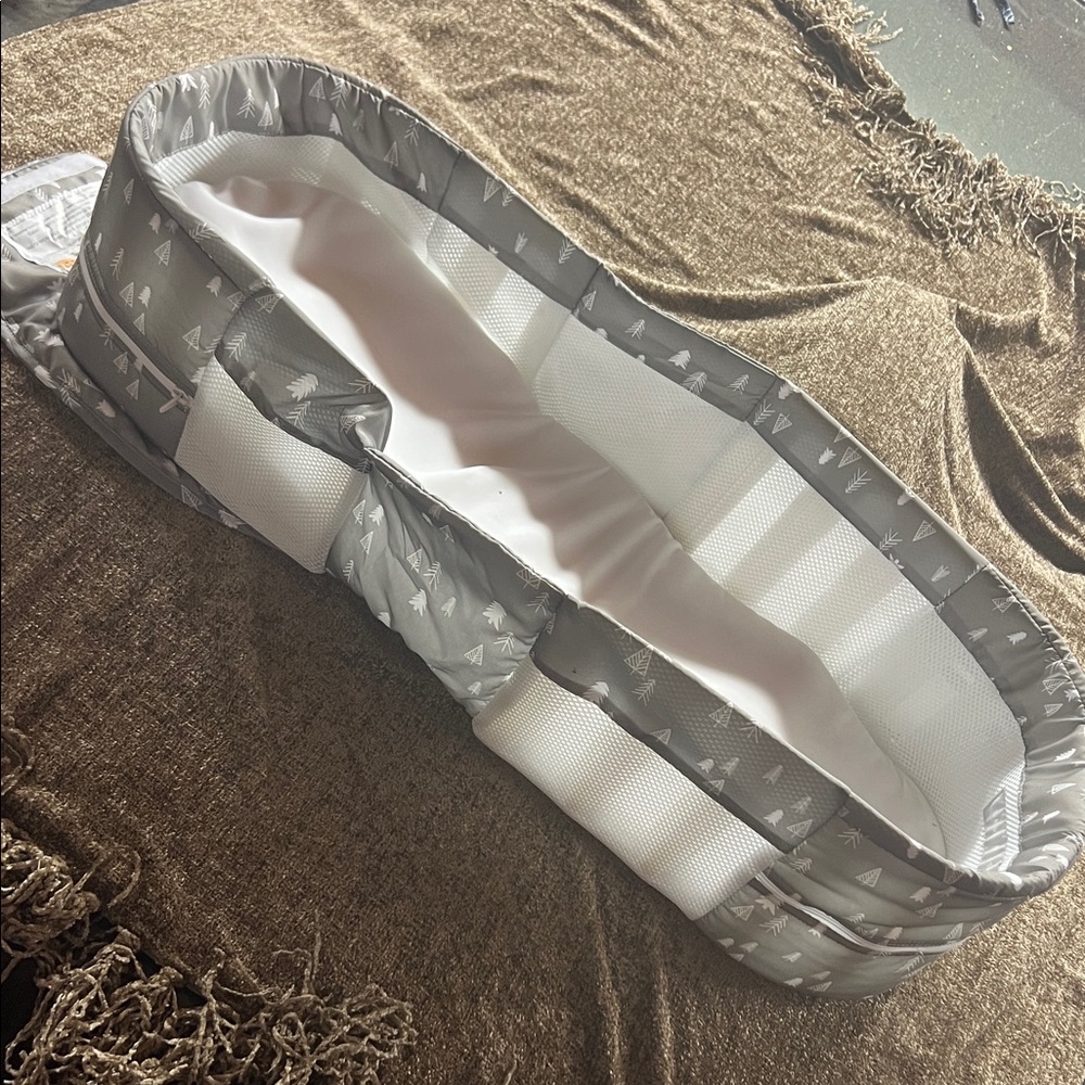 Gray Baby Nest with White Accents